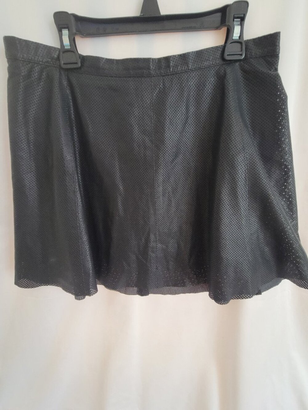 Love Leather Black Perforated 100%Lamb Leather Mini Skirt Indie Y2K Moto Size M
